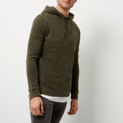 Dark green zip sleeve hoodie